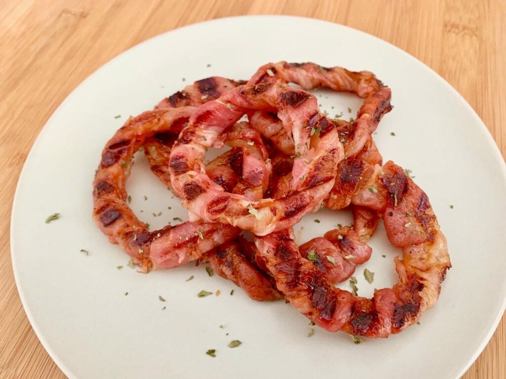 Kontaktgrill Rezept Bacon Zwiebelringe grillen